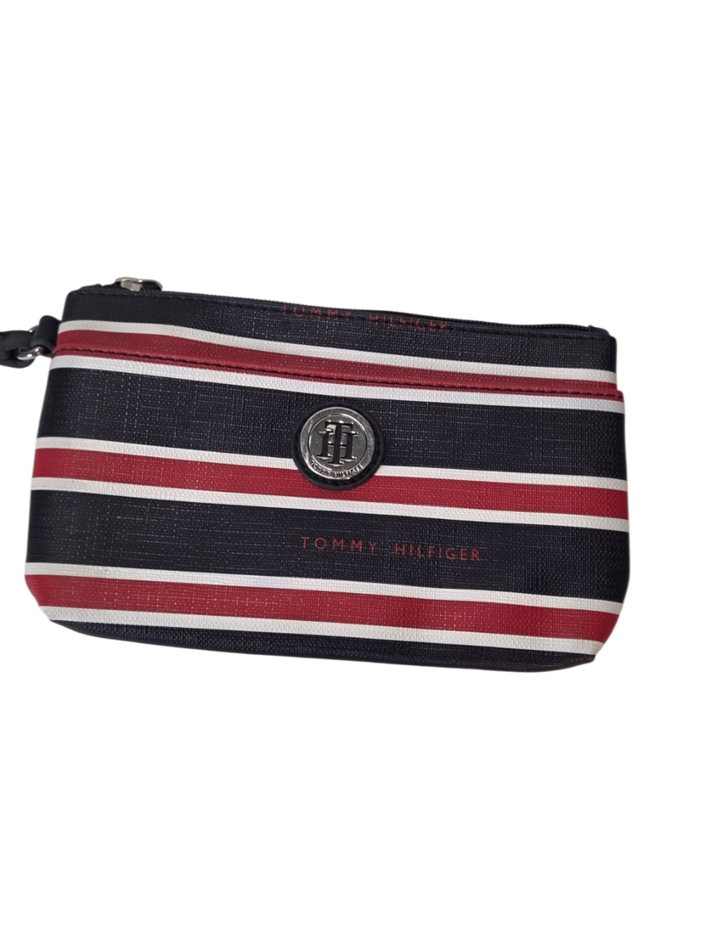 Tommy Hilfiger Men's Navy, Red & White Striped Toiletry Wrist Pouch